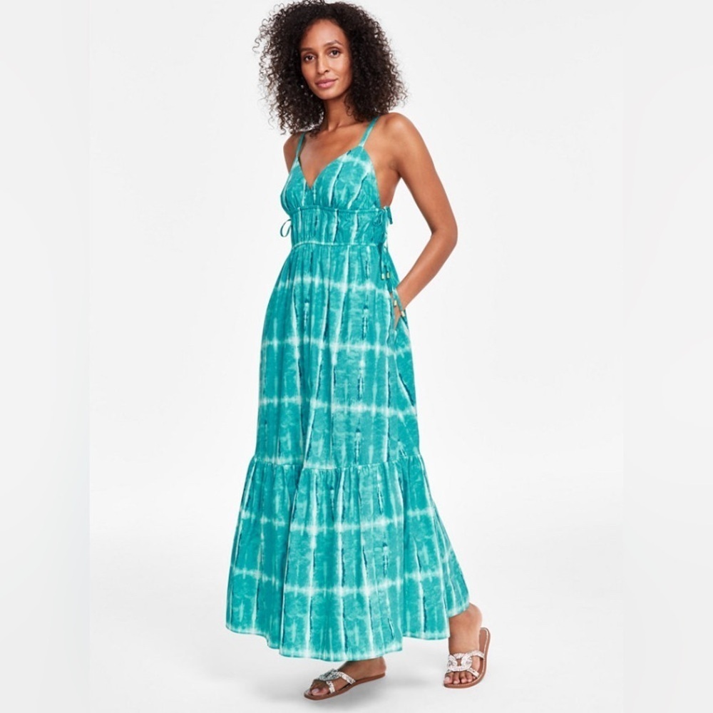 NWT INC International Concepts Women's Tie-dye Aqua Blue Maxi Dress (XS) - Picture 1 of 10